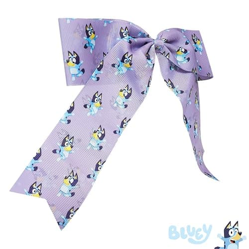 LUV HER Bluey Hair Bows For Girls - One Large Printed Hair Bow Featuring your Favorite Bluey Characters - Alligator Clip - Large Bows for Daily Styling or Special Occasions, Ages 3+ thumbnail 4