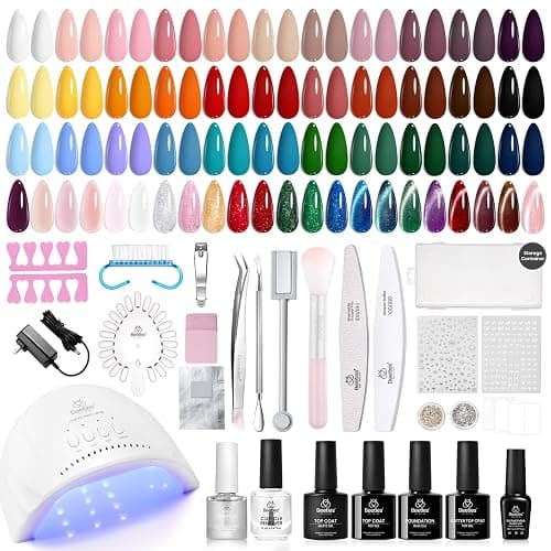 Beetles Gel Nail Polish Kit with U V Light- 88 PCS 55 Colors Gel Polish Set | Winter Atelier Fall Nails with Cat Eye Jelly Gel Base Top Coat Soak Off at Home Nails Kit Gifts for Women Girls Teen - Image 1