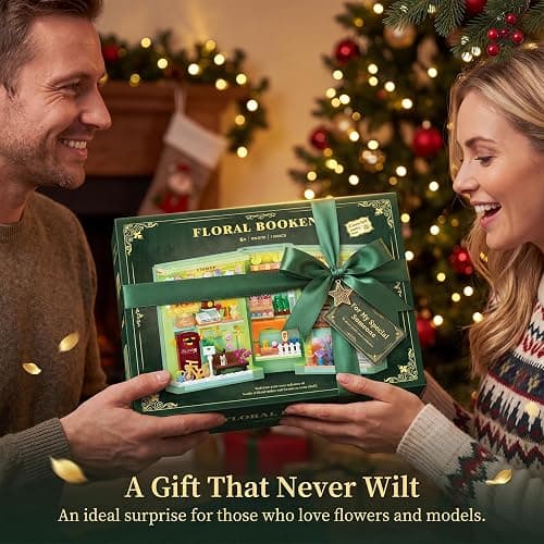 NEWABWN Floral Book Nook Building Set with Light, Compatible with Flowers DIY Booknook Building Block kit for Home Decor Bookshelf, 1106 PCS Bookend House Building Toy Gift for Adult 14+ thumbnail 7