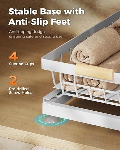 Sevenblue 2-Pack 2-Tier Height Adjustable Under Sink Organizer & Storage | Multi-purpose storage for kitchen & bathroom cabinet. Large white shelf, height adjustable design for space-saving. thumbnail 8
