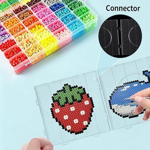 Phinus Fuse Beads Pegboards Kits, 6 PCS 5mm Plastic Beads Boards with 4 PCS Ironing Paper, Large Square Clear Beads Pegboards for Kids Craft Beads, DIY Craft Beads thumbnail 4