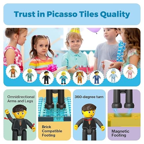PicassoTiles 8 Piece Magnetic Action Figures Family Character Set Compatible with Magnet Tile Building Blocks STEM Educational Toy for Kids Pretend Play Construction Expansion Pack Creative Play PTA11 thumbnail 8