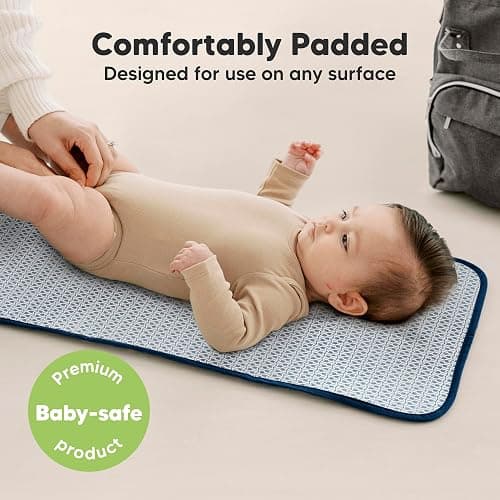 KeaBabies Portable Diaper Changing Pad, Easy Wipe Clean - Foldable Waterproof Baby Changing Mat for Diaper Bag, Compact, Lightweight, 25x13 Newborn, Infant, Baby Changer Travel Essential (Navy Blue) thumbnail 5