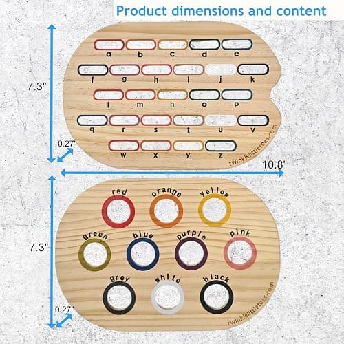 Twinkle Little Toes Wooden Inserts for Sensory Table – Color Sorter & Alphabet Board (Set A of 2) – Montessori Fine Motor Skills Toys, Non-Toxic Pine Wood, Fits Small TROFAST Bins thumbnail 2