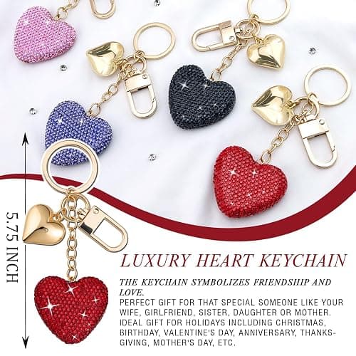 Heart Keychain Cute Bling Rhinestone Key Chain For Car Keys Bag Charms Purse Charms Accessories thumbnail 6