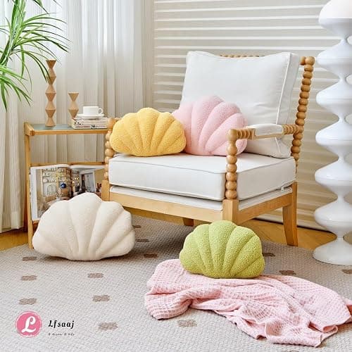 Lfsaaj Pink Seashell Throw Pillows, Shell Shaped Throw Pillows, 13 Inch Soft Home Decorative Pillow Plush Cushion for Bed Couch Living Sofa Room Decor Accent Throw Pillow thumbnail 5