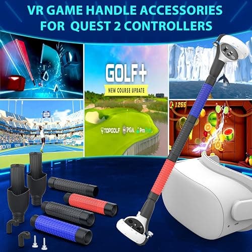 HUIUKE VR Game Handle Accessories for Quest 2 Controllers, Handles Extension Grips for Playing Beat Saber Gorilla Tag Games, VR Golf Club Attachment Compatible with Playing Golf+ First Person Tennis thumbnail 6