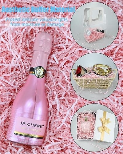 Raissily 10.5oz/300g Crinkle Cut Paper Shred Filler, Packing Grass Cushion for Valentine's Day Wedding Birthday Anniversaries Mother's Day Confetti Box Bag Basket Filling Gift Decoration - Light Pink thumbnail 6