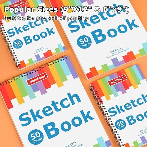 9" x 12" Sketch Book, 2-Pack 50 Sheets Spiral Bound Art Sketchbook, Acid Free Artist Drawing Book Paper, Art Supplies for Adults Kids, Craft Activities, Sketch Paper for Drawing Coloring Sketching thumbnail 7