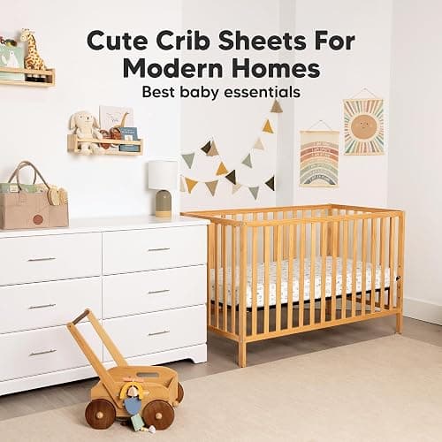 KeaBabies 2-Pack Organic Crib Sheets for Boys, Girls - 52x28 Fitted Crib Mattress Sheet Neutral, Breathable Jersey Cotton Cover for Baby Bed, Toddler Mattress, Soft & Cute Prints (Soft White) thumbnail 8