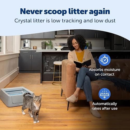 PetSafe ScoopFree Crystal Smart Self-Cleaning Cat Litter Box - WiFi & App Enabled - Hands-Free Cleanup with Disposable Crystal Trays - Less Tracking, Superior Odor Control thumbnail 5