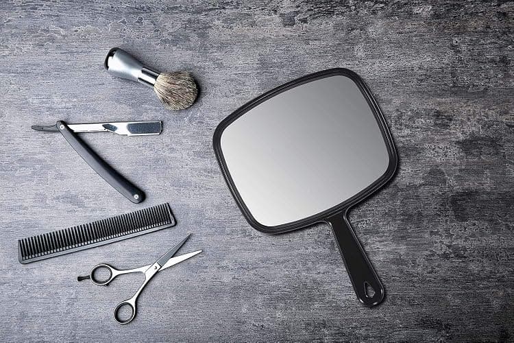 PROTECLE Hand Mirror, 10.3" L x 7.4" W Salon Barber Hairdressing Handheld Mirror with Handle, Square Black thumbnail 5