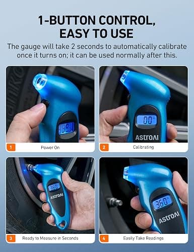 AstroAI Digital Tire Pressure Gauge 0-150PSI Calibrated to ANSI B40.7 +/-1PSI, Accurate in 0.1 Increments, Tire Repair Tools 4 Pressure Measurements for Car Truck with Backlight LCD, Blue thumbnail 4