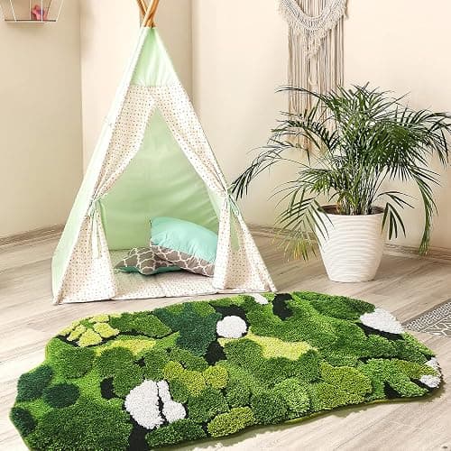 Hifuwan Cute Green Moss Bathroom Runner Rug Long Rectangular Boho Aesthetic Leaf Leaves Bath Mat Shaggy Non Slip Absorbent Shower Mat Decor thumbnail 4