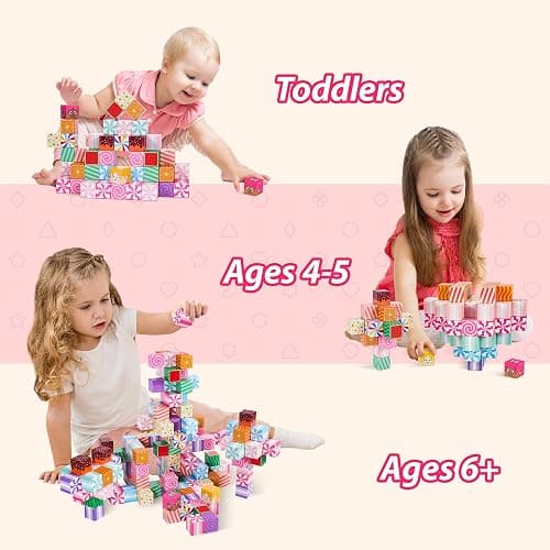 SILYMOLY Magnetic Blocks Candy Land Edition, Magnetic Tiles Building Blocks Boys & Girls Toys Age 3-5 4-8 5-7 Sensory Gift for Kids，Magnets Cubes，Upgraded STEM Gift 1.2 Inches thumbnail 6