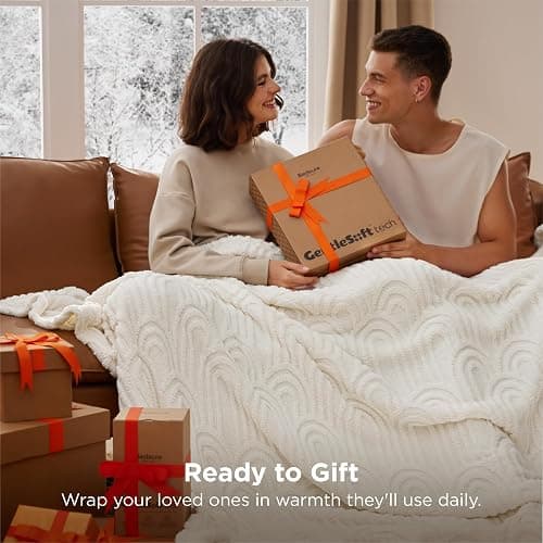 Bedsure GentleSoft Throw Blankets for Women - Soft Cozy Cute Blanket for Couch, Fuzzy Fleece Christmas Throw for Boho Modern Home Room Decor Aesthetic, Gifts for Women Teen Girl, White, 50x60 Inches thumbnail 8
