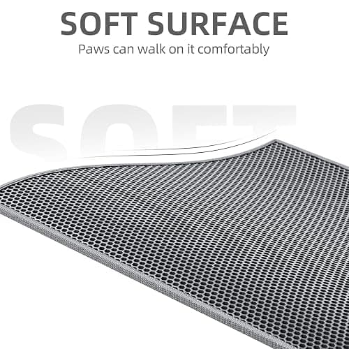 ESTHELLO Cat Litter Mat, Cat Litter Trapping Mat, Honeycomb Double Layer Design, Easy to Clean,Washable (24’’ x 15’’ Gray thumbnail 3