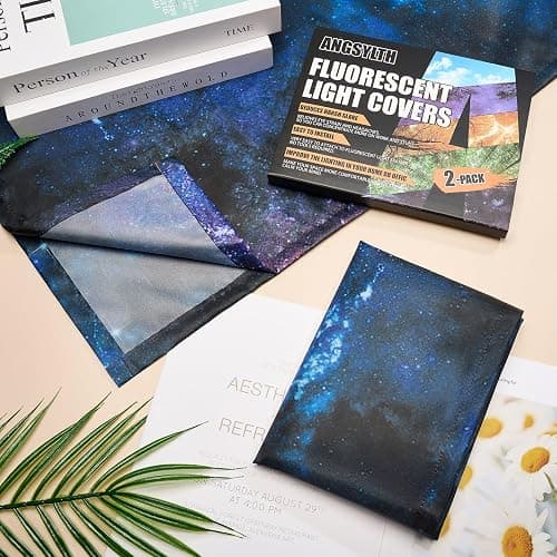 ANGSYLTH 2 Pcs Fluorescent Light Covers - 4 x 2 Feet Covers for Ceiling Lights, Magnetic Light Filters for Classroom, Office, Hospitals, Home - Starry Sky thumbnail 6