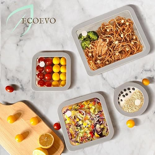 EcoEvo Glass Food Containers with Glass Lid, Microwave Safe Food Storage Container, Large 4 Pack Round Shape, Food Containers with Lids, Meal Prep containers with Leak Proof Lid. thumbnail 6