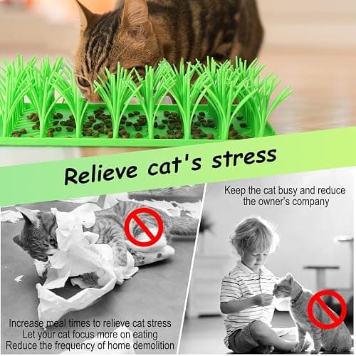Palksky Silicone Grass Mat for Cats, Slow Food Cat Grass Mat for Indoor Cats, Foraging Snuffle Mat for Dog/Cat, Interactive Enrichment Cat Mat, green thumbnail 4