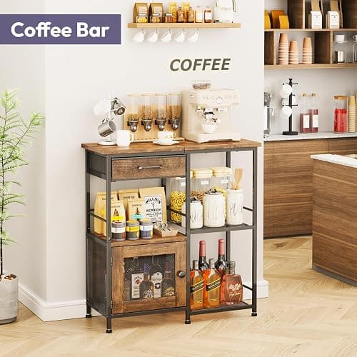SWTYMIKI Coffee Bar Cabinet for Home - Farmhouse Coffee Stand Station Multi-Purpose Buffet Sideboard Cabinet with Drawers - Kitchen Bar Table for Living Room, Corner, Small Space, Espresso thumbnail 6