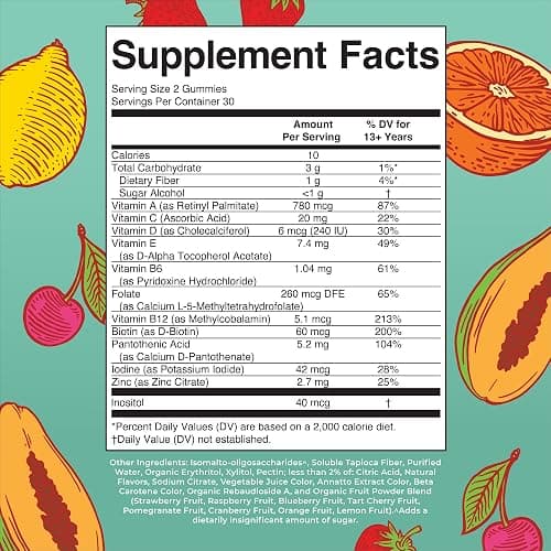 MaryRuth Organics Multivitamin for Teens | Teen Multivitamin Multimineral Gummies with Vitamin B, C, D and E, Biotin, Zinc | Teen Vitamins | Vegan | Sugar Free | Gluten Free | 60 Count thumbnail 2