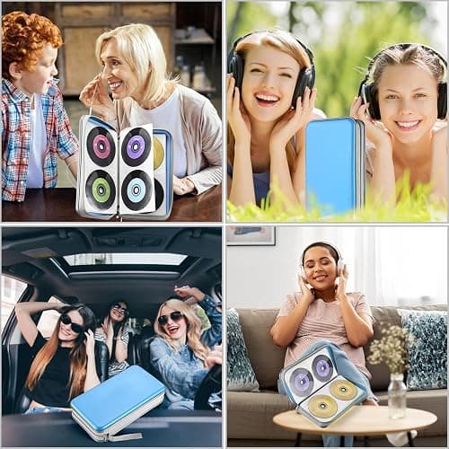 UENTIP CD Holder,96 Capacity CD Case Holder Portable CD Organizer Wallet Protective DVD Storage (96, skyblue) thumbnail 5