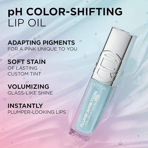 L'Oreal Paris Plump Ambition pH Hyaluron Lip Oil, Color Shifting Lip Tint with 24HR Hydration, Volumizing Shine and Lasting Color, 020 pH Rosé thumbnail 5