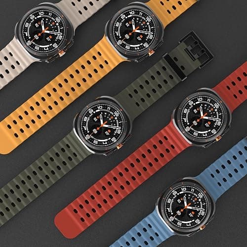 Rugged Band Compatible with Samsung Galaxy Watch Ultra 47mm Smartwatch (2025/2024), No Gap Breathable Soft Silicone Sport Strap for Galaxy Watch Ultra Bands Men Women thumbnail 4