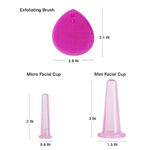 Cupping Therapy Sets - Face Cupping Set - Double Chin Reducer - Facial Cupping System - Silicone Massage Cups - Cupping for Cellulite Kit - Ideal to Shape Your Cheeks and Chin - by Sandine (Pink) thumbnail 6