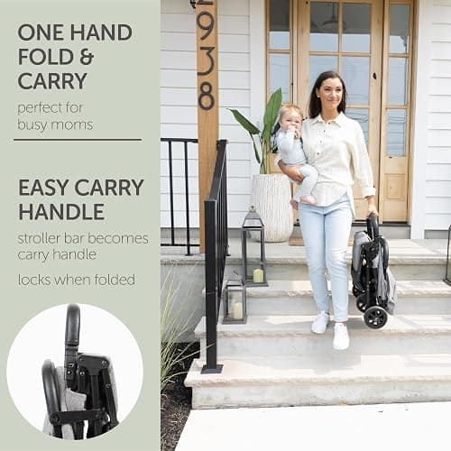 Lightweight Travel Stroller for Baby & Toddlers - Easy Fold & Compact Stroller with Canopy, Storage Basket, Multi-Position Recline & Convenient One-Hand Fold (Grey) thumbnail 6