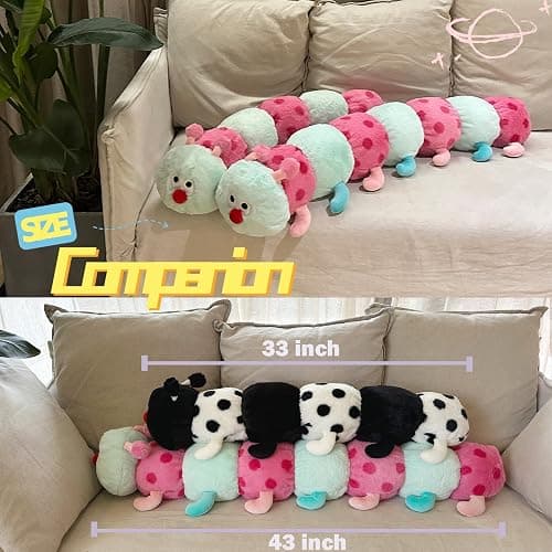 Hofun4U Caterpillar Stuffed Long Plush Pillow - Home Decoration Christmas Birthday for Kids Adults (Green,33 inch) thumbnail 6