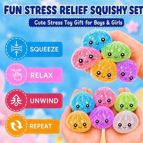 6PCS Squishy Toy Bulk for Adults,Random 6 Colors,Mini (2.2in) Stress Balls for Adults,Squishy Squeeze Relief Balls Bulk Fidget Toys,Christmas Stocking Stuffer Party Favors Gifts,Goodie Bags thumbnail 5