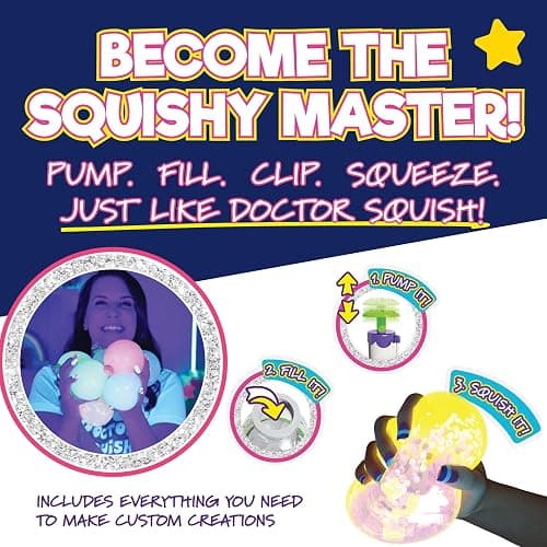 Doctor Squish Squishy Maker Station Neon | DIY Make Your Own Glow In The Dark Squishies Kit | All Inclusive With Glowing Sparkles & Slime Powder | Ages 8 & Up thumbnail 4