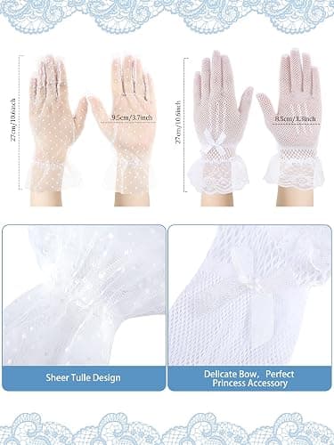Bencailor Ladies Lace Gloves Elegant Short Gloves Mesh Tea Party Mittens for Women 50s Tea Party Wedding Costume thumbnail 4
