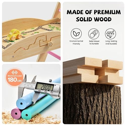 Bimomiki Pikler Triangle Climbing Set with Cushion, Foldable Climbing Toys Indoor, Montessori Toddler Gym, 10-in-1 Climber & Playground, Gift for Christmas, Birthday, New Year (Rainbow Valley) thumbnail 7