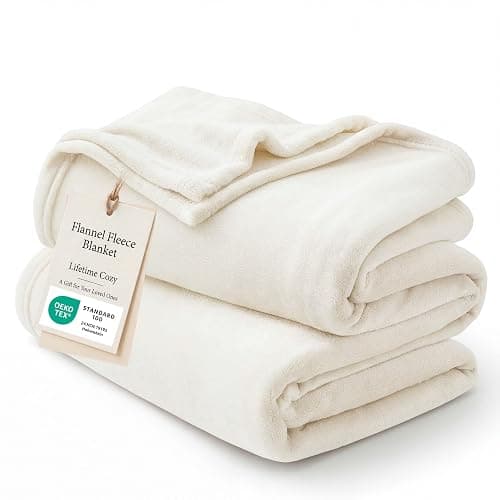 Bedsure Fleece Blankets King Size Cream - Bed Blanket Soft Lightweight Plush Cozy Fuzzy Luxury Microfiber, 108x90 inches - Image 1