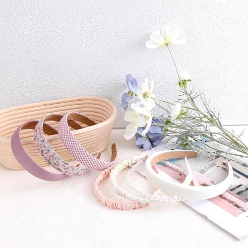 Giantree 7 Pcs Headbands for Women Girls Headbands Set (Pink) | Non Slip Floral Headbands Padded Headbands, Vintage Wide Headband Bandana Hair Accessories, for Women thumbnail 4
