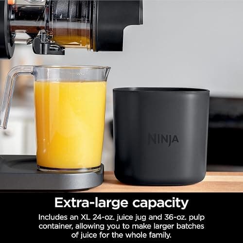 Ninja NeverClog Cold Press Juicer, Powerful Slow Juicer with Total Pulp Control, Countertop, Electric, 2 Pulp Functions, Dishwasher Safe, 2nd Generation, Charcoal, JC151 thumbnail 9