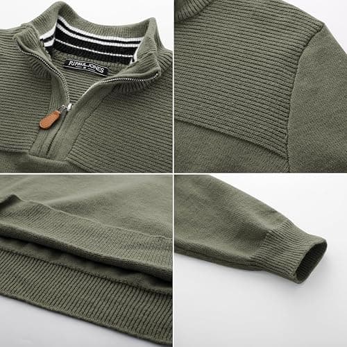 PJ PAUL JONES Men's Quarter Zip Sweater Slim Fit Casual Pullover Sweater Mock Neck Polo Sweaters thumbnail 5