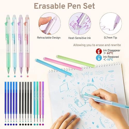 DazSirit 62 PCS Aesthetic Stationery Set with Foldable Pencil Case, 12 Pastel Highlighters, 4 Erasable Pens, 5 Gel Pens, 6 Mechanical Pencils, Sticky Notes – School Supplies for Girls & Teens (Pink) thumbnail 4