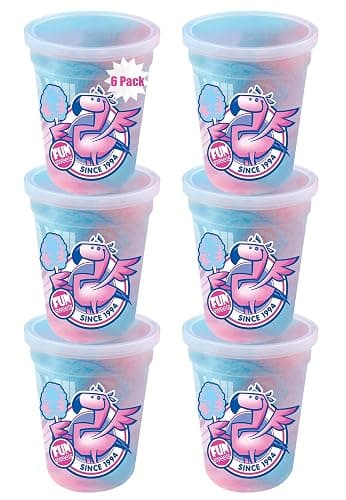 Fun Sweets Cotton Candy 6-Pack - Blue Raspberry and Cherry Swirl Flavor CottonCandy in 1.5 oz Tubs - Individual Carnival Cotton Candy Tubs - Image 1