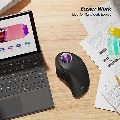 Nulea Wireless Ergonomic Trackball Mouse, Rechargeable, Bluetooth Rollerball Mouse, 44mm Index Finger Trackball, 5 Adjustable DPI, Compatible with PC, Laptop, iPad, Mac, Windows, Android thumbnail 3