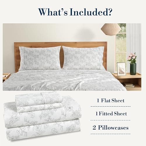 Casa Platino 100% Cotton Twin XL Sheet Set – 4 Piece Twin XL Sheet Set Twin XL with Crisp Cool & Soft Feel, with 15 Inch Deep Pocket Fitted Sheet, Breathable & Cozy for a Good Nights Sleep – Ashpetal thumbnail 4