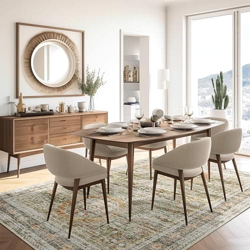 Soalmost 6x9 Area Rug for Living Room Washable 6x9 Non-Slip Modern Rugs for Bedroom Dinning Room Ultra-Thin Indoor Green Orange thumbnail 7