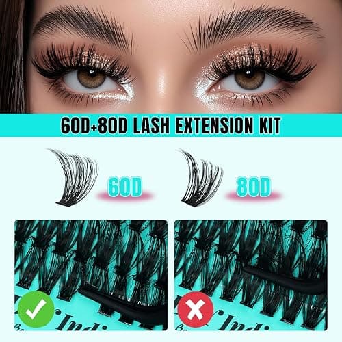 Lash Clusters Wispy 280PCS Eyelash Extension 60D 80D Cluster Lashes Individual Lashes DIY Lash Extension Natural Look Cluster Eyelash Extensions Soft False Eyelashes at Home for Beginners(D-Mix8-16mm) thumbnail 4