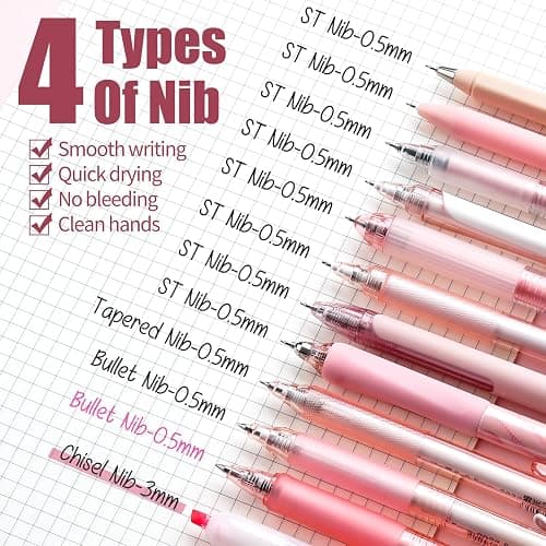 Four Candies Rose Series Gel Pens, Cute Writing Pens with Black & Pink Ink, 0.5 mm Smooth Fine Point, School Office Supplies Girly Stationery Aesthetic Desk Accessories for Women, Set of 12 thumbnail 4