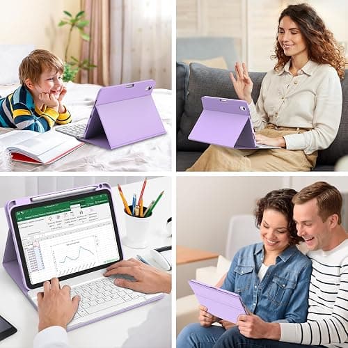 BQSS Coque Clavier pour iPad A16 11/10 Ème Génération(11 Pouces 2025/10.9 Pouces 2022), AZERTY Français, Housse Amovible avec Clavier Bluetooth sans Fil pour iPad 2022 10eme/11eme thumbnail 7