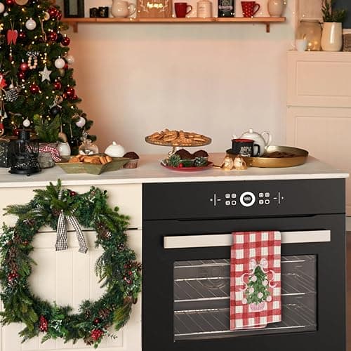 JINYO Red Buffalo Plaid Chinoiserie Christmas Kitchen Towels, Coquette Pink Bow Christmas Tree Decorative Hand Towels for Bathroom Kitchen, Grandmillennial Xmas Dish Tea Towel, 16x24 Inch thumbnail 6