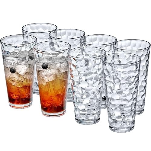 Amazing Abby - Iceberg - 24-Ounce Plastic Tumblers (Set of 8), Plastic Drinking Glasses, All-Clear High-Balls, Reusable Cups, Stackable, BPA-Free, Shatter-Proof, Dishwasher-Safe - Image 1